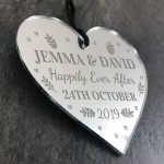 Personalised Wedding Mr & Mrs Mirror Acrylic Heart Keepsake 