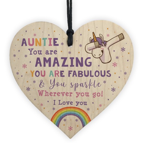 Novelty Auntie Gift For Birthday Christmas Unicorn Plaque