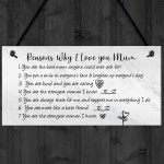 Reasons Why I Love Mum Birthday Christmas Gift Plaque Mum Gift