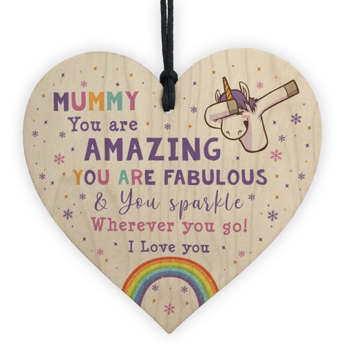 Novelty Mummy Gift For Birthday Christmas Unicorn Plaque Heart