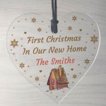 Personalised New Home Christmas Gift Acrylic Hanging Heart Gift