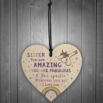 Novelty Sister Gift For Birthday Christmas Unicorn Plaque Heart