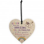 Novelty Sister Gift For Birthday Christmas Unicorn Plaque Heart