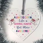 Novelty Auntie Unicorn Gifts Acrylic Heart Sign Funny Christmas