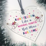 Novelty Auntie Unicorn Gifts Acrylic Heart Sign Funny Christmas