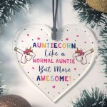 Novelty Auntie Unicorn Gifts Acrylic Heart Sign Funny Christmas