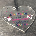 Novelty Auntie Unicorn Gifts Acrylic Heart Sign Funny Christmas