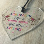 Novelty Auntie Unicorn Gifts Acrylic Heart Sign Funny Christmas