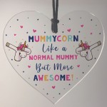 Novelty Mummy Unicorn Gifts Acrylic Heart Sign Funny Christmas 