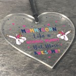 Novelty Mummy Unicorn Gifts Acrylic Heart Sign Funny Christmas 