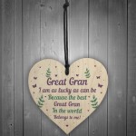 Handmade Great Gran Gift For Birthday Christmas Wooden Heart