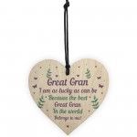 Handmade Great Gran Gift For Birthday Christmas Wooden Heart