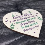 Handmade Great Gran Gift For Birthday Christmas Wooden Heart