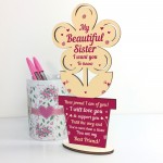 Sister Birthday Gift Sister Xmas Gift Wood Heart BestFriend Gift