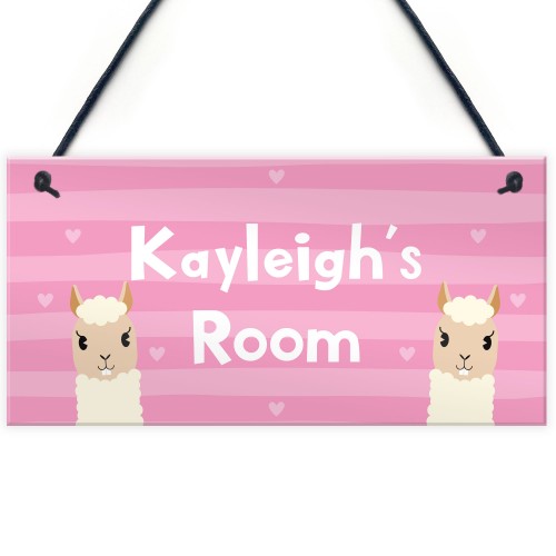 Novelty LLAMA Sign Personalised Bedroom Sign Gift For Girls