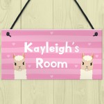 Novelty LLAMA Sign Personalised Bedroom Sign Gift For Girls