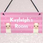 Novelty LLAMA Sign Personalised Bedroom Sign Gift For Girls