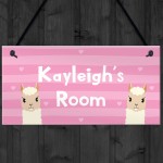 Novelty LLAMA Sign Personalised Bedroom Sign Gift For Girls