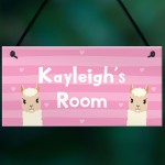 Novelty LLAMA Sign Personalised Bedroom Sign Gift For Girls