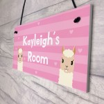 Novelty LLAMA Sign Personalised Bedroom Sign Gift For Girls