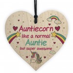 Gift For Auntie Birthday Christmas Hanging Heart Unicorn Sign