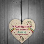 Gift For Auntie Birthday Christmas Hanging Heart Unicorn Sign