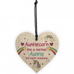 Gift For Auntie Birthday Christmas Hanging Heart Unicorn Sign