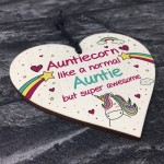 Gift For Auntie Birthday Christmas Hanging Heart Unicorn Sign