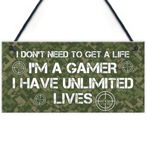 Gaming Bedroom Sign Funny Gamer Gift Novelty Bedroom Sign Gift