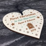 First Christmas In Our New Home Hanging Heart Personalised