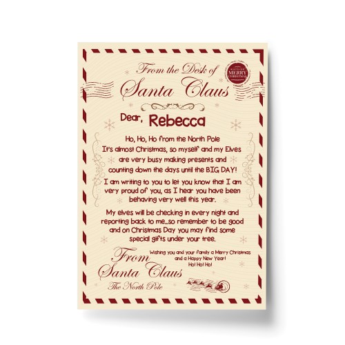 Personalised Letter From Santa Novelty Christmas Gift For Child