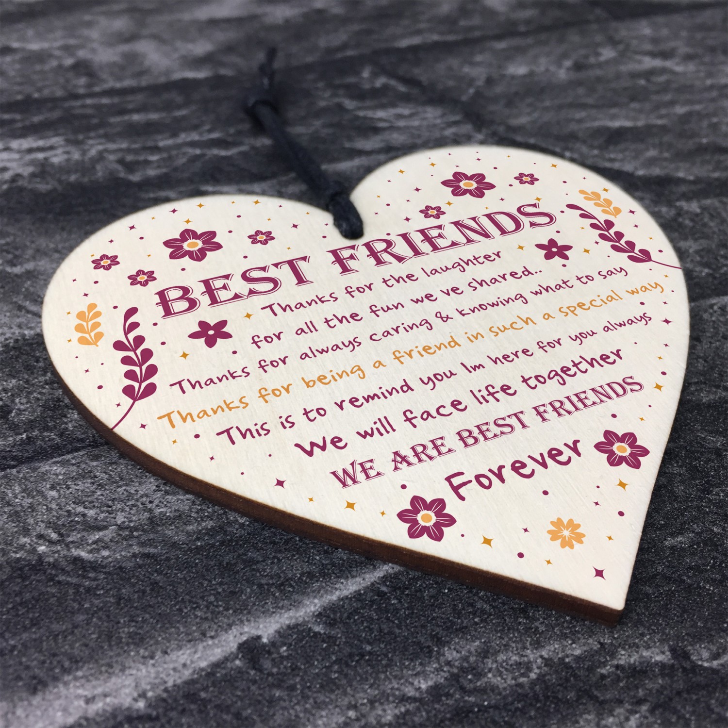 Love Best Friend Friendship gift Women Birthday Plaque Wood Hanging Heart  Thank You Gift