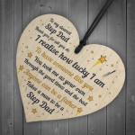 Step Dad Gift Novelty Plaque Wooden Heart Thank You Gift For Him