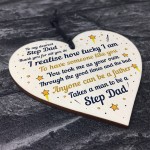 Step Dad Gift Novelty Plaque Wooden Heart Thank You Gift For Him