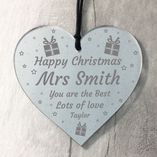 Teacher Gift For Christmas Hanging Heart Teacher Gift Thank You 