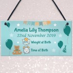 Personalised Newborn Baby Birth Details New Baby Christening