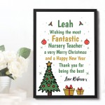 Personalised Nursery Teacher Christmas Gift Framed Print