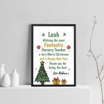 Personalised Nursery Teacher Christmas Gift Framed Print