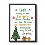 Personalised Nursery Teacher Christmas Gift Framed Print