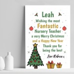 Personalised Nursery Pre School Teacher Christmas Gift Print