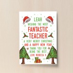 Teacher Christmas Gifts Personalised Thank You A4 Card Print