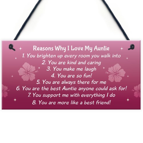 Reasons Why I Love My Auntie Hanging Plaque Auntie Birthday Xmas