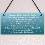 Reasons Why I Love My Uncle Plaque Novelty Present Uncle Gifts