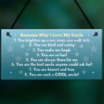 Reasons Why I Love My Uncle Plaque Novelty Present Uncle Gifts