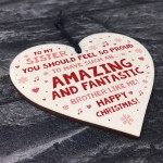 Funny Christmas Gift For Sister Funny Christmas Card Wood Heart