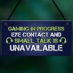 GAMING IN PROGRESS Novelty Gaming Sign Christmas Gamer Gift