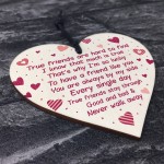 True Friend Wood Heart Plaque Friendship Sign Gift