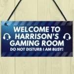 PERSONALISED Blue Gaming Gamer Sign ANY NAME Christmas Gift