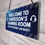 PERSONALISED Blue Gaming Gamer Sign ANY NAME Christmas Gift