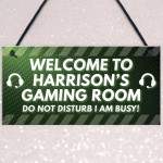 PERSONALISED Green Gaming Gamer Sign ANY NAME Christmas 